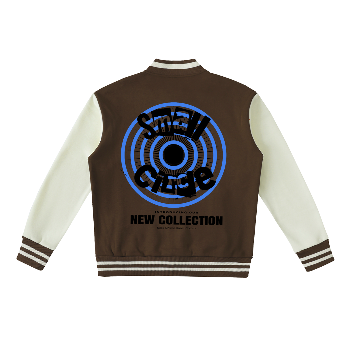 Brown Small Circle Fleeced Varsity Jacket